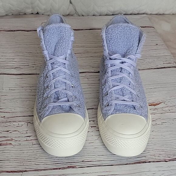CONVERSE Fleece High Top Platform Sneakers Size 9.5 NWOT - Picture 4 of 11